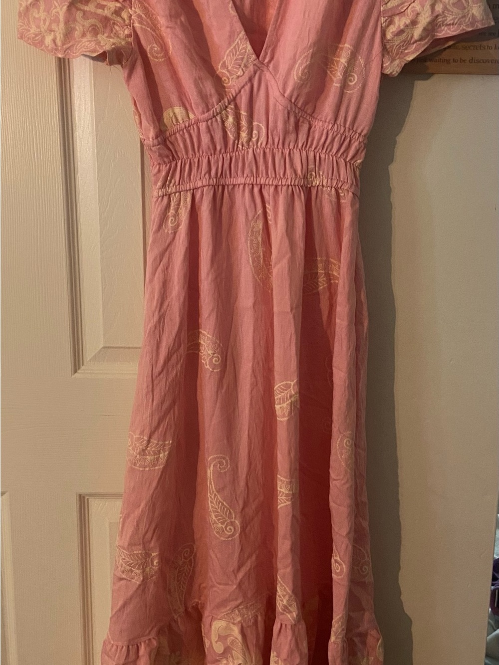 Girls' Pink Paisley-Print Cotton Dress